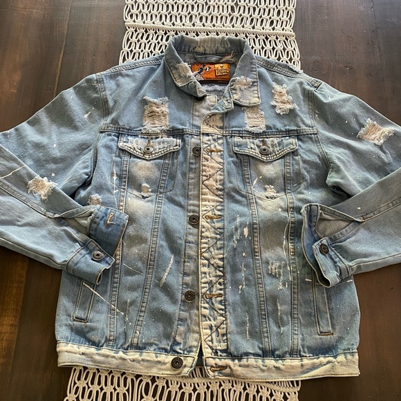 Rolling Paper distressed splatter denim jacket - Picture 1 of 7